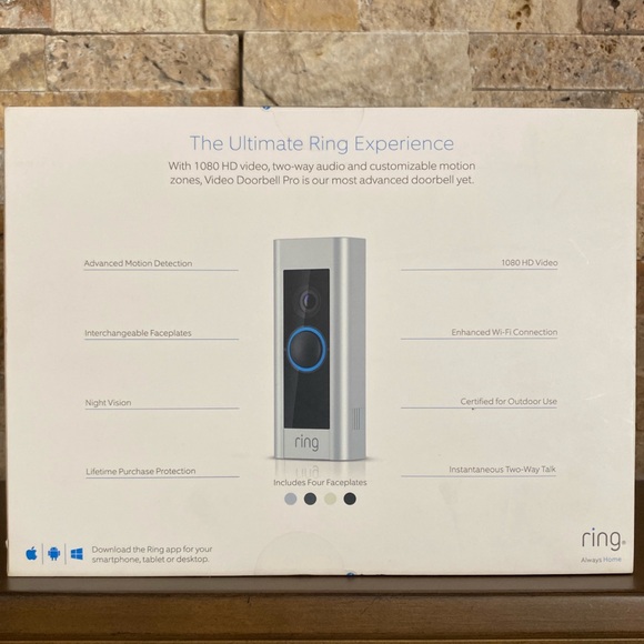 RING VIDEO DOORBELL PRO - HARDWIRED VIDEO DOORBELL (Includes 4 faceplates) - Picture 2 of 8